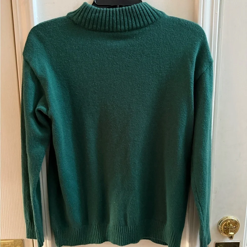 Talbots Petite Reindeer & Stars Mock Turtleneck Sweater